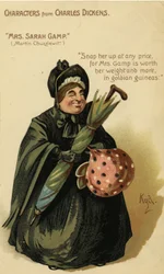 Personajes de Charles Dickens - Sra. Sarah Gamp de Martin Chuzzlewit, Postal, c.1903